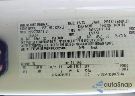 2023 Ford F-150 Xlt from USA, damaged, VIN 1FTEW1EP5PFD32586